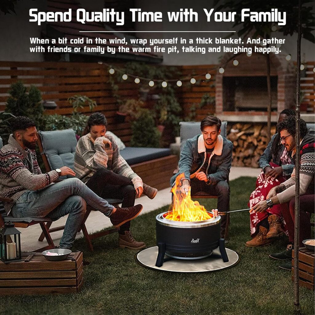 BALI OUTDOORS Fire Pit Smokeless Fire Pit Wood Burning Portable Outdoor Fire Pits 22 Inch Camping Stove with Asy Pan Portable Fire Pit with Stand Smokeless Fire Pit for Patio and Camping