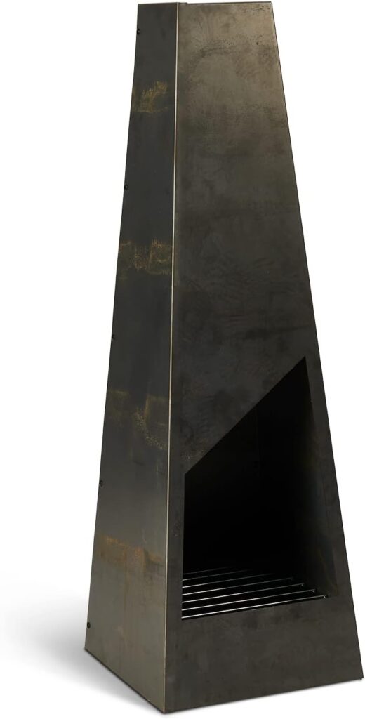 BELLACOR® Weathered Steel Modern Outdoor Chimenea