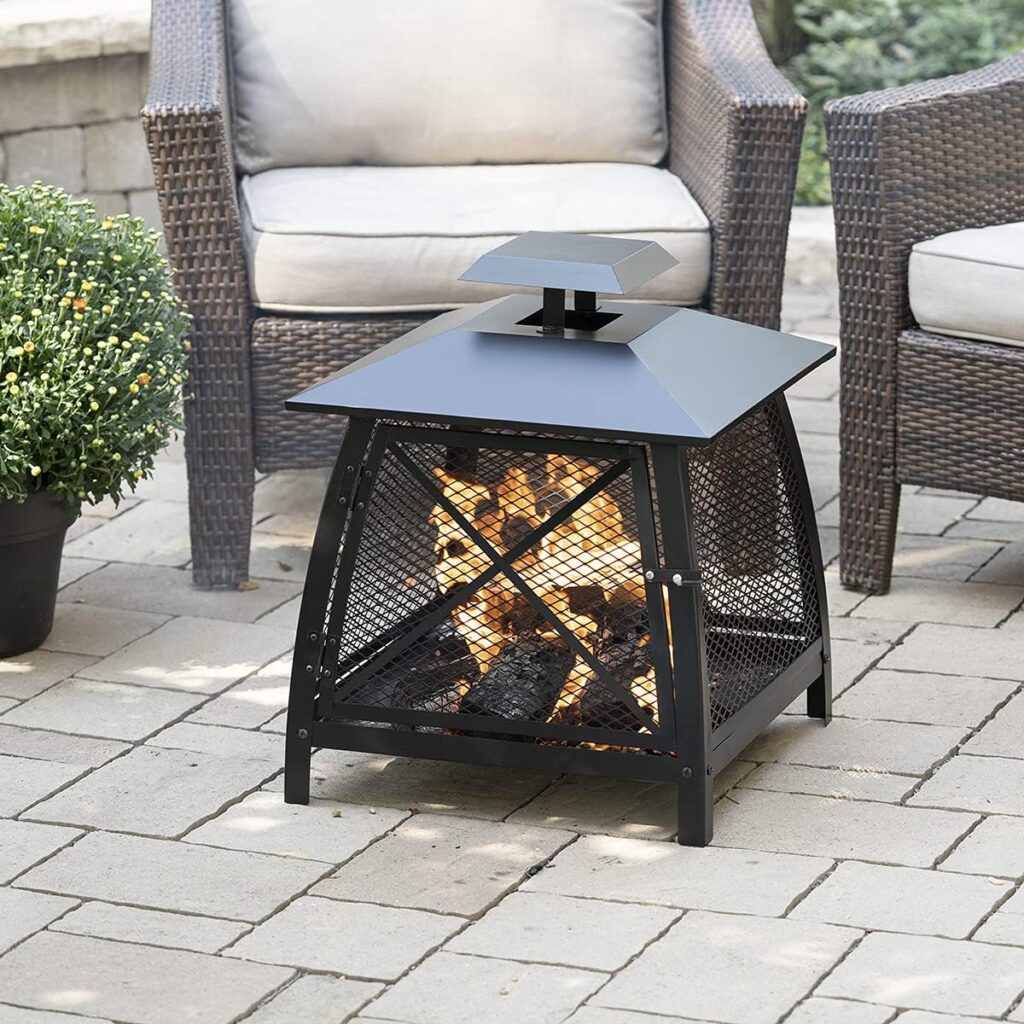 Blue Sky Outdoor Living WBF20 20” Square Wood Burning Outdoor Fireplace with 360-Degree View