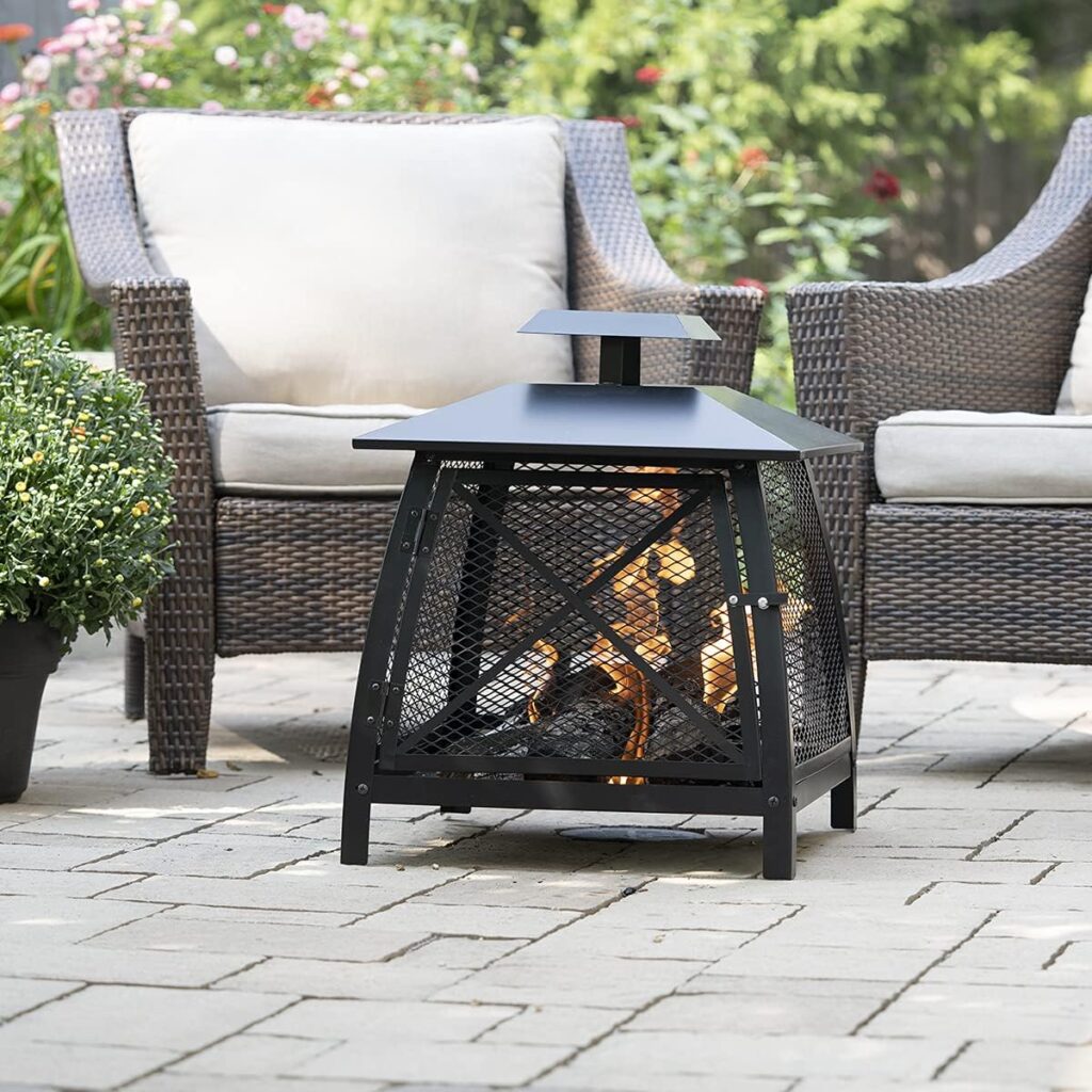 Blue Sky Outdoor Living WBF20 20” Square Wood Burning Outdoor Fireplace with 360-Degree View