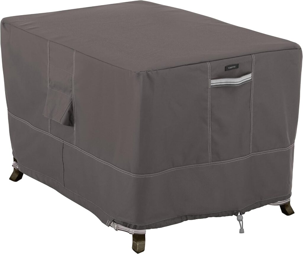 Classic Accessories Ravenna Water-Resistant 40 Inch Rectangular Fire Pit Table Cover, Outdoor Firepit Cover