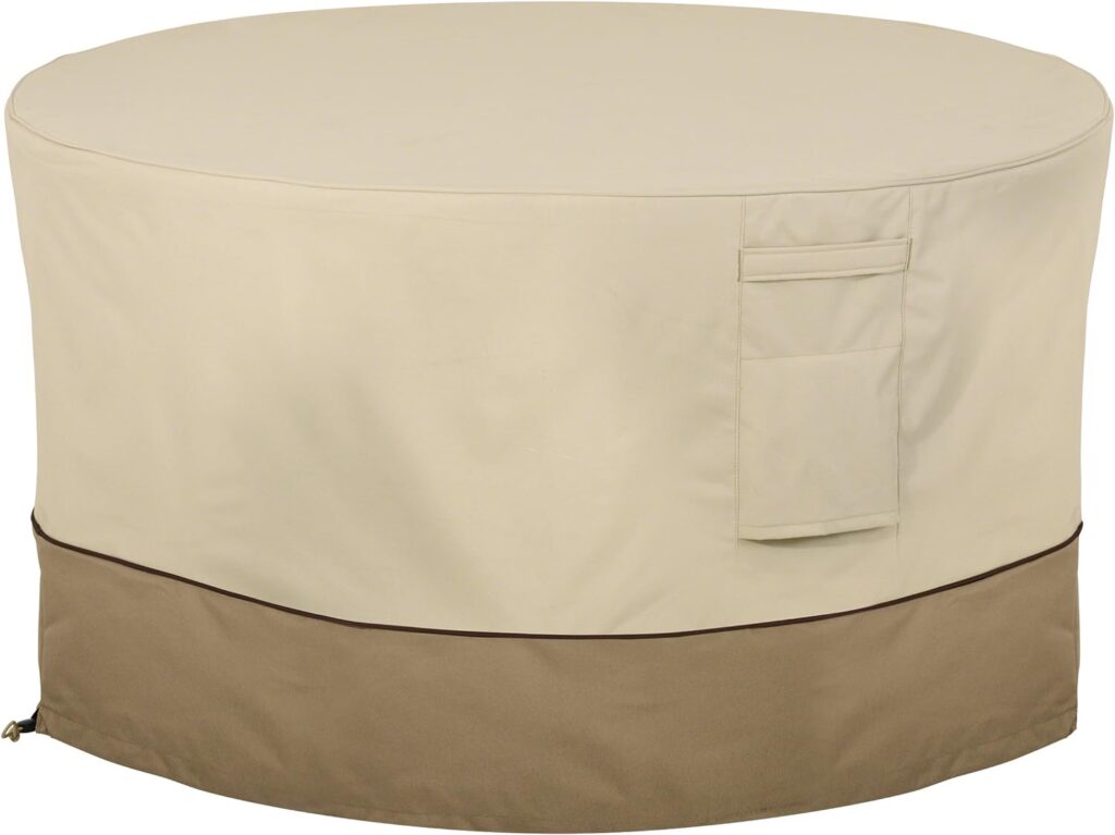 Classic Accessories Veranda 42 Fire Pit Table Cover - Round, Outdoor Table Cover, Pebble