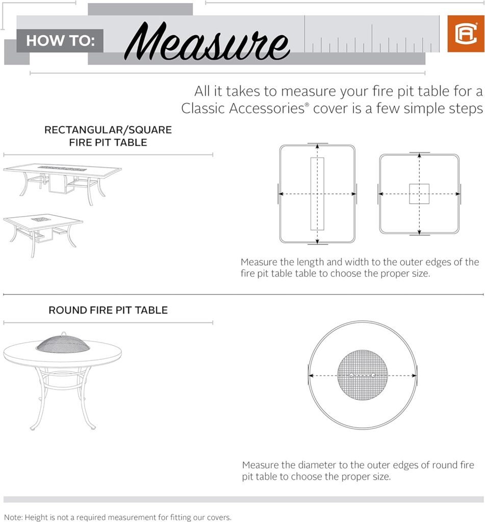 Classic Accessories Veranda 42 Fire Pit Table Cover - Round, Outdoor Table Cover, Pebble