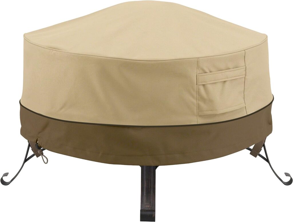 Classic Accessories Veranda Full Coverage Fire Pit Cover Pebble/Large/Round, Patio Furniture Covers