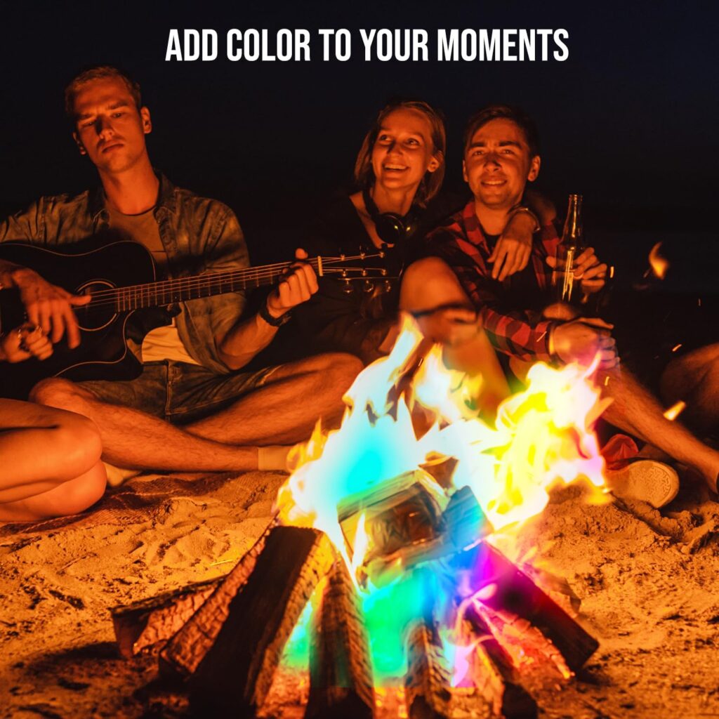 Fire Dazzle Fire Color Changing Packets - Fire Color Packets for Fire Pit, Campfires, Outdoor Fireplaces - 12 Pack Color Fire Packets, Camping Accessories for Kids and Adults