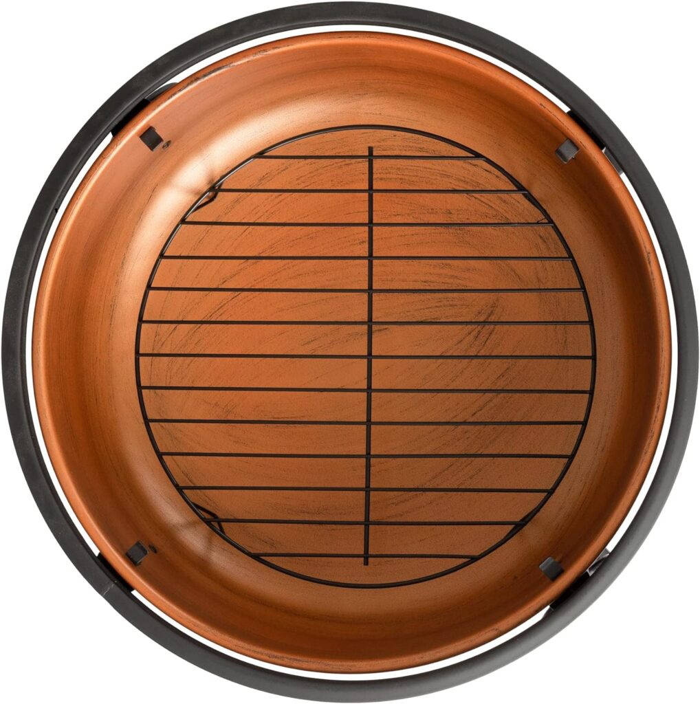 Fire Sense 62342 Lumina Round Wood Burning Fire Pit Copper Finish Steel Fire Bowl Mesh Spark Screen Screen Lift Tool Included Lightweight Portable Patio Outdoor Heater - Round - 24 Diameter