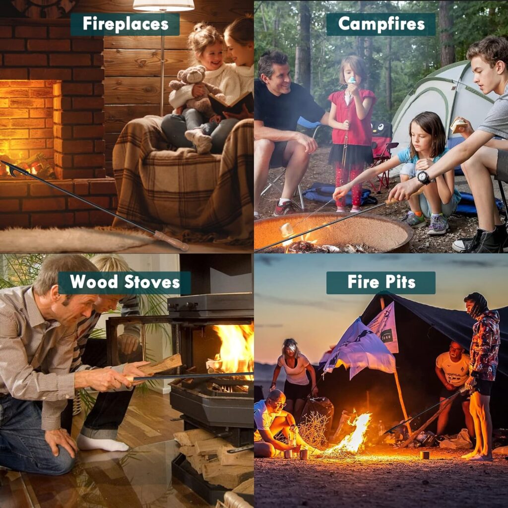 Fireplace Fire Pit Campfire Poker Stick. Uten 32-Inch in Heavy Duty Fireplace Poker. Solid Steel Fire Pit Poker, Fire Pit Accessories for Fireplace Camping Wood Stove Indoor and Outdoor.