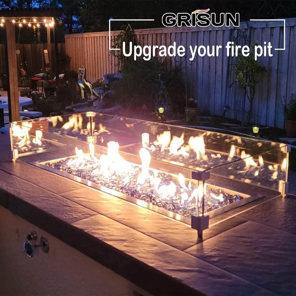 GRISUN Drop-in Fire Pit Kit 36 x 12 Inch, H-Shape Burner with Pan, Comes with Upgraded Spark Ignition Kit for Gas Fire Pit, Fire Pit Table Insert Stainless Steel for Indoor Outdoor Decoration