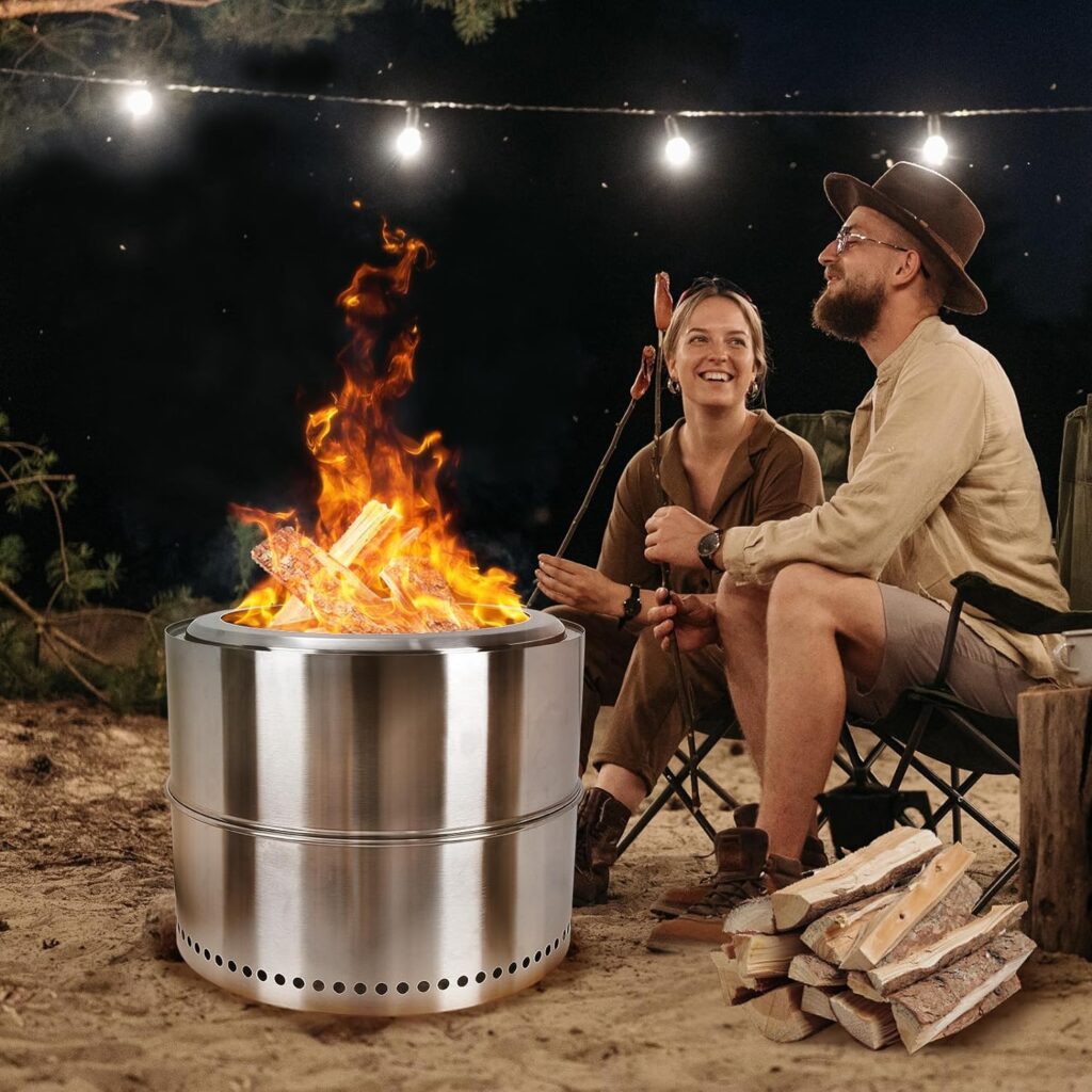 HGD 20 Smokeless Firepit for Outside, Portable Stainless Steel Fire Pit, Wood Burning Firepit for Camping Backyard Patio Garden Picnic, Bonfire Fire Pit with Carry Bag