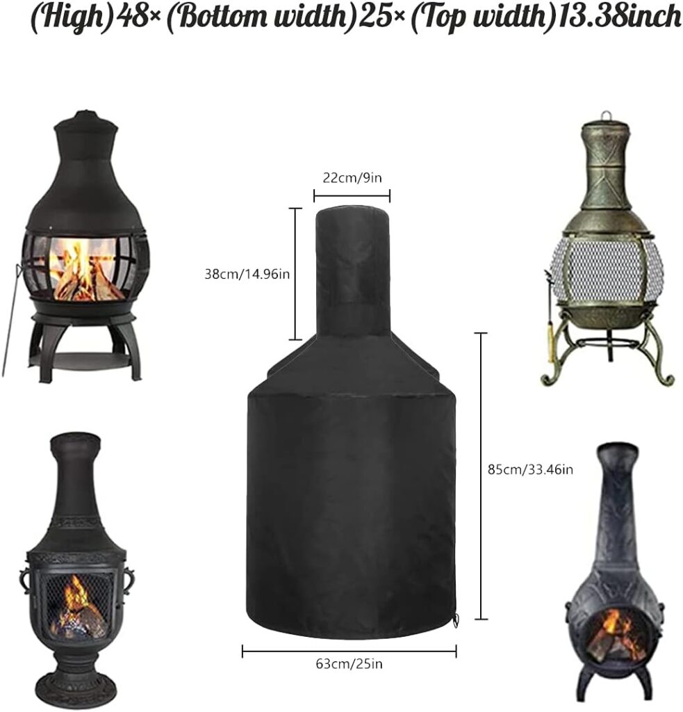 QEES Outdoor Patio Chiminea Cover,Chimney Fire Pit Heater Cover,Chiminea Accessories Outdoor Patio Chiminea Covers,Chiminea Cover Outdoor Waterproof,Durable Chiminea Fire Pit Cover