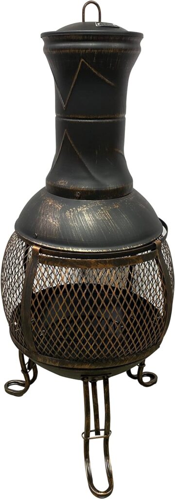 SilverQueen Fire Pits for Garden/Chiminea para el Jardin/Fire-Pit for Outdoors Backyard Patio/Chimineas for The Garden/Wood Burner Fire Pit/Garden Antique Bronze Chiminea for Bonfire