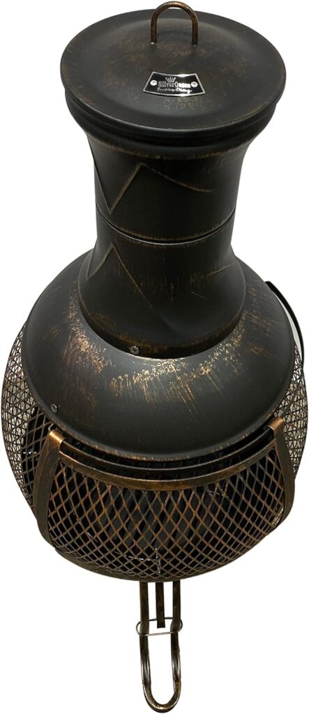 SilverQueen Fire Pits for Garden/Chiminea para el Jardin/Fire-Pit for Outdoors Backyard Patio/Chimineas for The Garden/Wood Burner Fire Pit/Garden Antique Bronze Chiminea for Bonfire