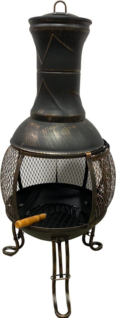 SilverQueen Fire Pits for Garden/Chiminea para el Jardin/Fire-Pit for Outdoors Backyard Patio/Chimineas for The Garden/Wood Burner Fire Pit/Garden Antique Bronze Chiminea for Bonfire