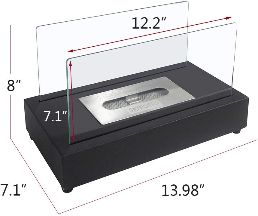 Skypatio Upgrade Portable Table Top Fire Pit, Smores Maker Tabletop Fireplace with Flame Snuffer for Patio or Indoor