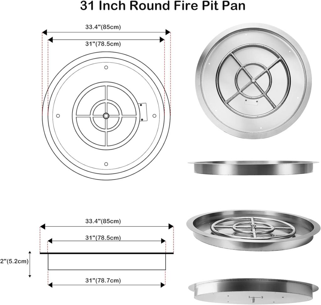 Stanbroil 31 inch Round Drop-in Fire Pit Pan with Spark Ignition Kit Propane Gas Version