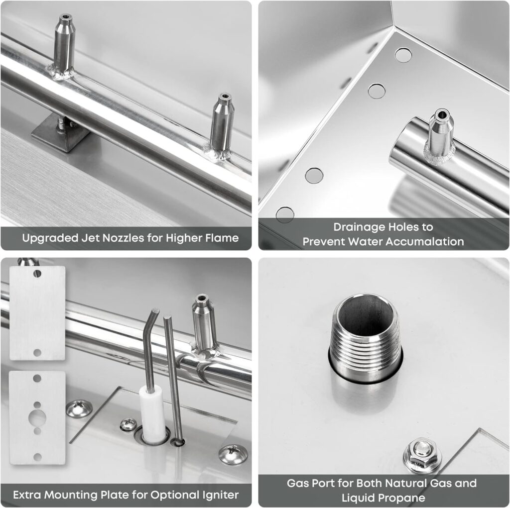 Stanbroil Linear 72 x 6 Drop-in Fire Pit Pan with Jet Burner, Upgrade Natural Gas Propane Fire Table Insert Kit, High Flame, 175k BTU Max