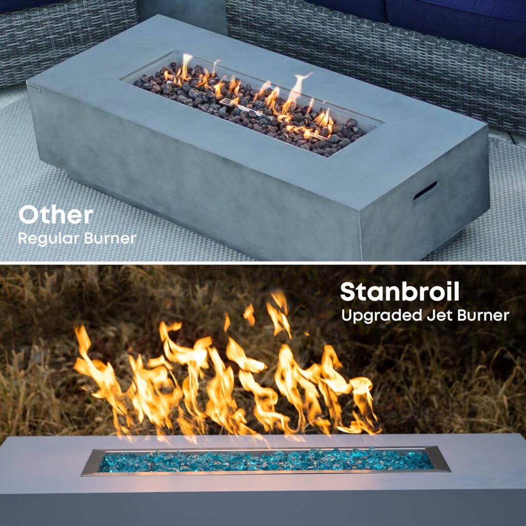 Stanbroil Linear 72 x 6 Drop-in Fire Pit Pan with Jet Burner, Upgrade Natural Gas Propane Fire Table Insert Kit, High Flame, 175k BTU Max