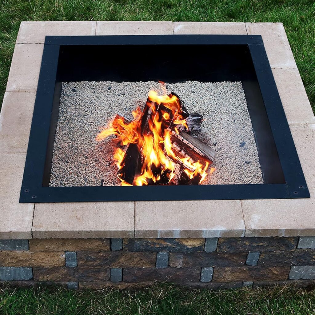 Sunnydaze Steel Square Above-/In-Ground Fire Pit Insert - 36-Inch Outer Diameter (30-Inch Inner Diameter)