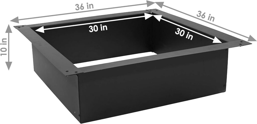 Sunnydaze Steel Square Above-/In-Ground Fire Pit Insert - 36-Inch Outer Diameter (30-Inch Inner Diameter)