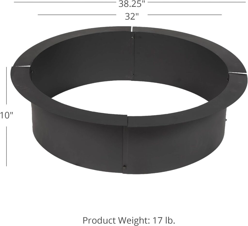 Titan Great Outdoor 38in Dia Steel Fire Pit Liner, 1mm Thick DIY Above or In-Ground Outdoor Fire Pit, 4 Panel Steel Ring