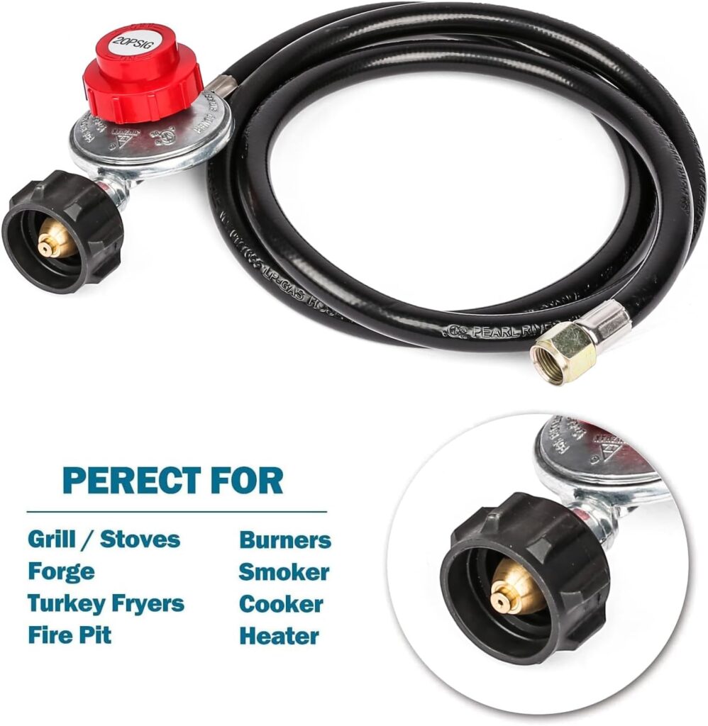 Uniflasy Fire Pit Installation Kit for Propane Connection, Propane Fire Pit Hose Kit Suit for Firepit Outdoor Fireplaces Fire Pit Table, Come with 1/2 Key Valve Air Mixer Valve Regulator Hose