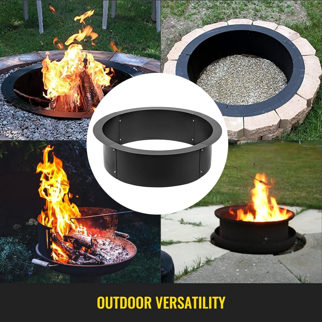 VBENLEM Fire Pit Ring 36-Inch Outer/30-Inch Inner Diameter, 10inch Height Fire Pit Insert 3.0mm Thick Heavy Duty Solid Steel, Fire Pit Liner DIY Campfire Ring Above or In-Ground for Outdoor