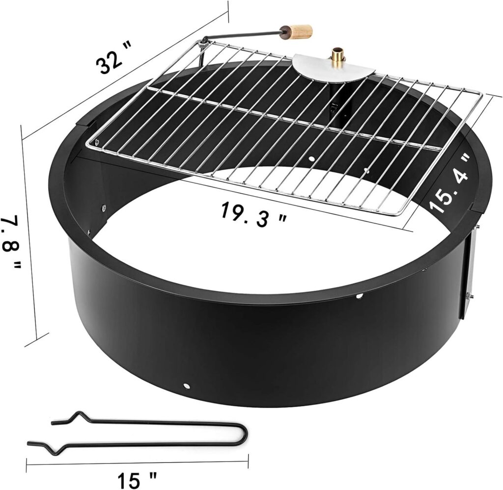 VBENLEM Fire Pit Ring 36-Inch Outer/30-Inch Inner Diameter, 10inch Height Fire Pit Insert 3.0mm Thick Heavy Duty Solid Steel, Fire Pit Liner DIY Campfire Ring Above or In-Ground for Outdoor