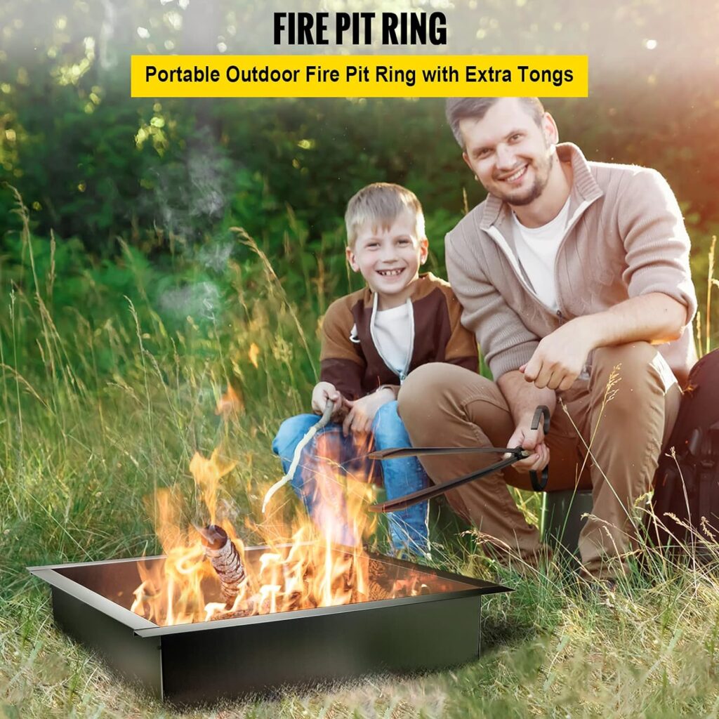 VEVOR Fire Pit Ring, 42-Inch Outer/36-Inch Inner Diameter Fire Pit Liner,1.5 mm Thickness Fire Pit Insert, DIY Fire Ring On In-Ground, Smokeless Bonfire Liner with Easy Assembly for Outdoors