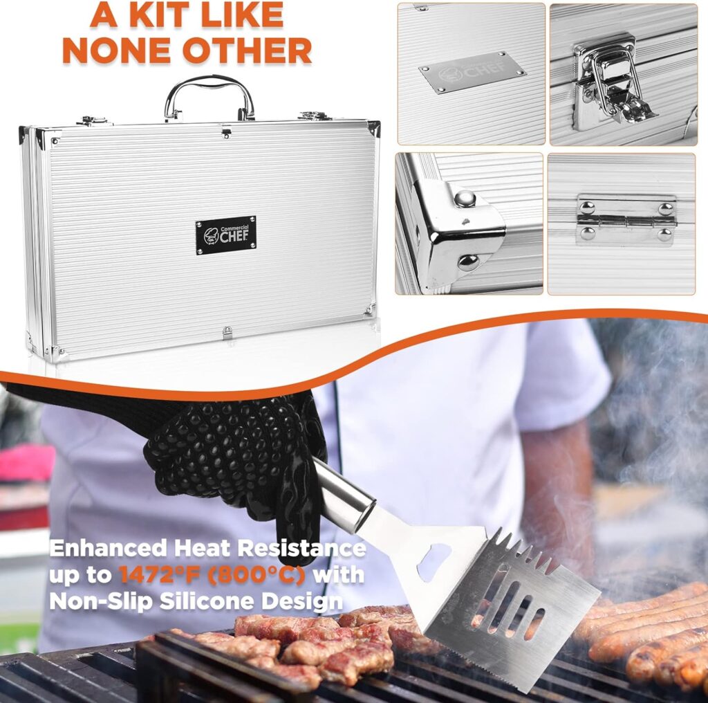 Commercial Chef Barbeque Grill Accessories for Outdoor Grill - Grilling Accessories - BBQ Grill Set - Grilling Gifts for Men BBQ Smoker Accessories - BBQ Accessories - 25 PC