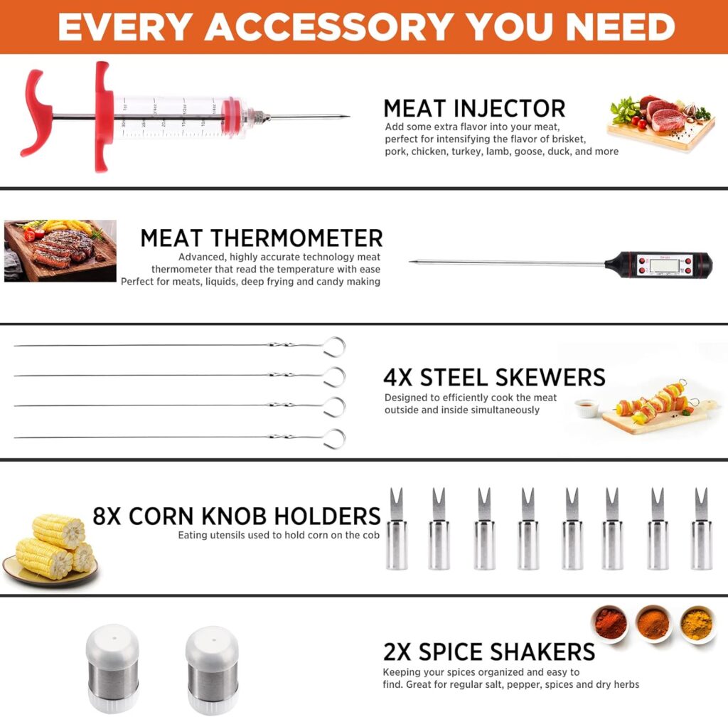 Commercial Chef Barbeque Grill Accessories for Outdoor Grill - Grilling Accessories - BBQ Grill Set - Grilling Gifts for Men BBQ Smoker Accessories - BBQ Accessories - 25 PC