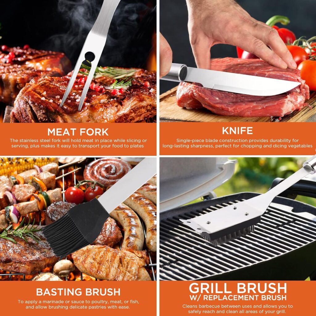 Commercial Chef Barbeque Grill Accessories for Outdoor Grill - Grilling Accessories - BBQ Grill Set - Grilling Gifts for Men BBQ Smoker Accessories - BBQ Accessories - 25 PC