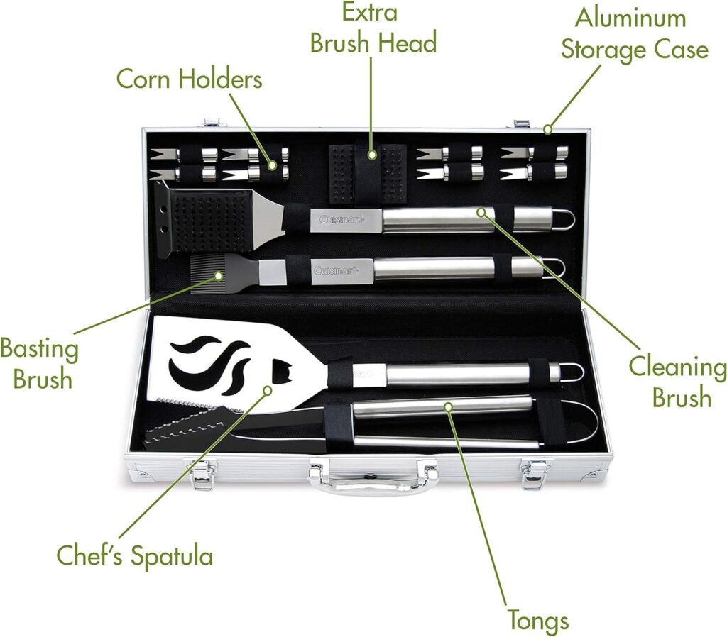 Cuisinart CGS-5020 BBQ Tool Aluminum Carrying Case, Deluxe Grill Set, 20-Piece