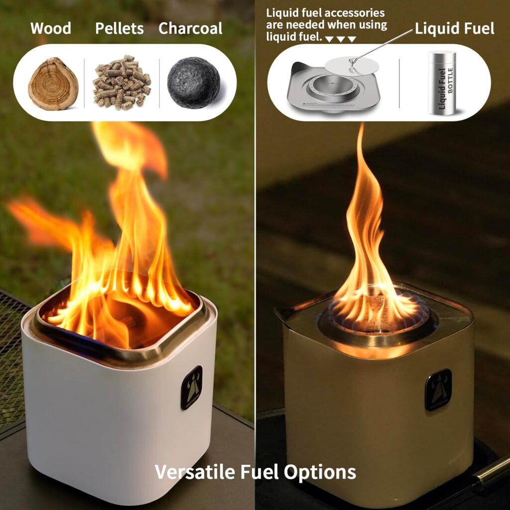 Warmbond Smokeless Tabletop Fire Pit - Portable Mini Table Top Firepit for Outdoor and Patio, Fueled by Pellets,Wood,Charcoal and Liquid Fuels, 304 Stainless Steel, 6.3x6.6in,White