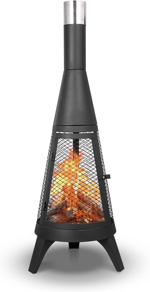 Chiminea Outdoor Fireplace, Cast Iron Chiminea 47.2 Inch Tall Outdoor Fireplace for Patio, Outdoor Wood Burning Fire Pit, Patio Metal Rocket Fireplaces, Backyard Outdoor Fire Pits