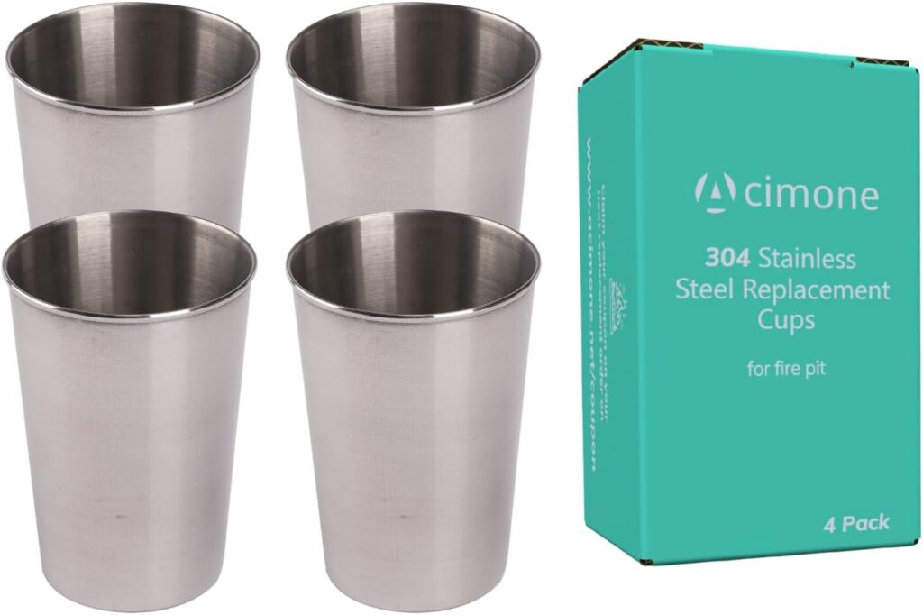 ACIMONE Fire Pit Cups Replacement, Only Compatible with Acimone Mini Table Top DIY Fire Pit Set, 304 Stainless Steel, 6 OZ, 4 Pack, OEM Replacement