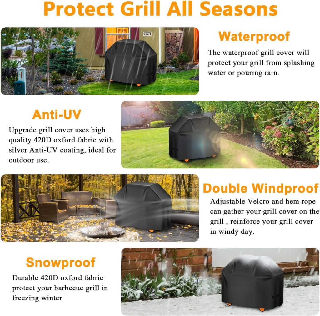 Aoretic Grill Cover 30 inch Gas BBQ-Cover, Fit Most 2 Burner Grill Waterproof Small Barbeque Cover with Velcro Straps  Adjustable Drawstring for Weber,Nexgrill,Char-Broil, Monument,Dyna-Glo,Kenmore