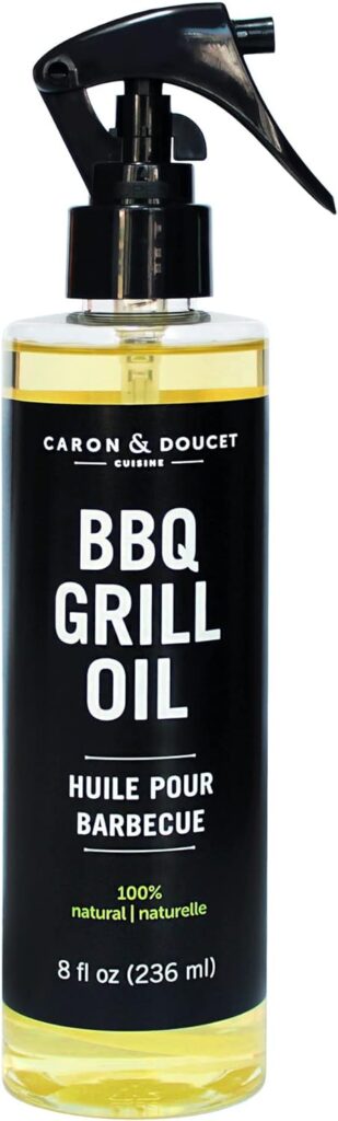 CARON  DOUCET - BBQ Grill Cleaner Oil | 100% Plant-Based  Vegan | Best for Cleaning Barbeque Grills  Grates | Use with Wooden Scrapers, Brushes, Accessories  Tools | Great Gift for Dad! (8oz)