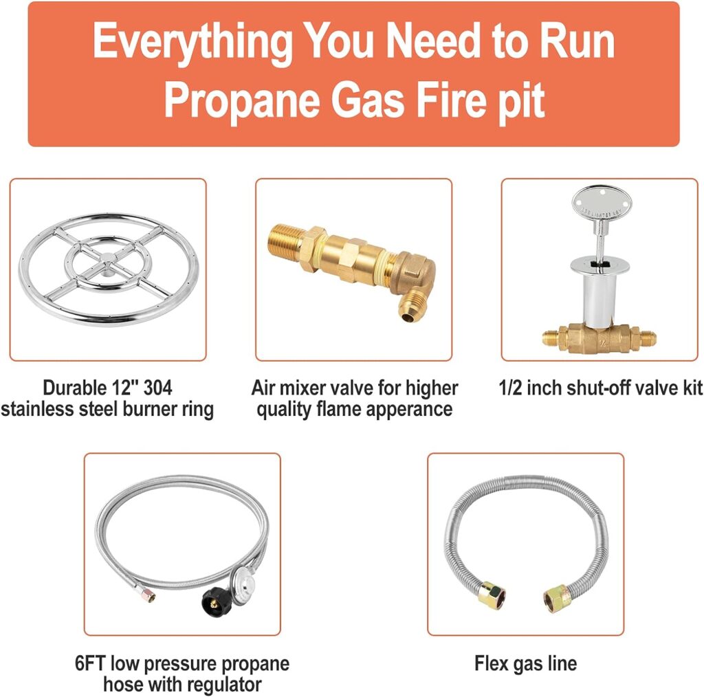 GASPRO Propane Gas Fire Pit Kit, with 12 Inch Fire Pit Burner Ring, for DIY  Upgrade Propane Fire Pit, Fireplace, Heavy Duty 304 Stainless Steel, Indoor  Outdoor Use