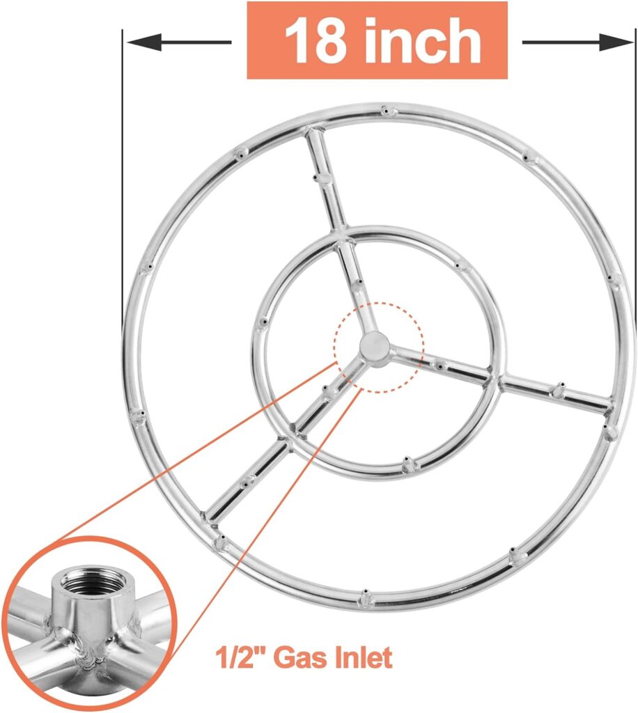 GASPRO Propane Gas Fire Pit Kit, with 18 Inch Jet Fire Pit Burner Ring, for DIY  Upgrade Propane Fire Pit, Fireplace, Heavy Duty 304 Stainless Steel, Indoor  Outdoor Use