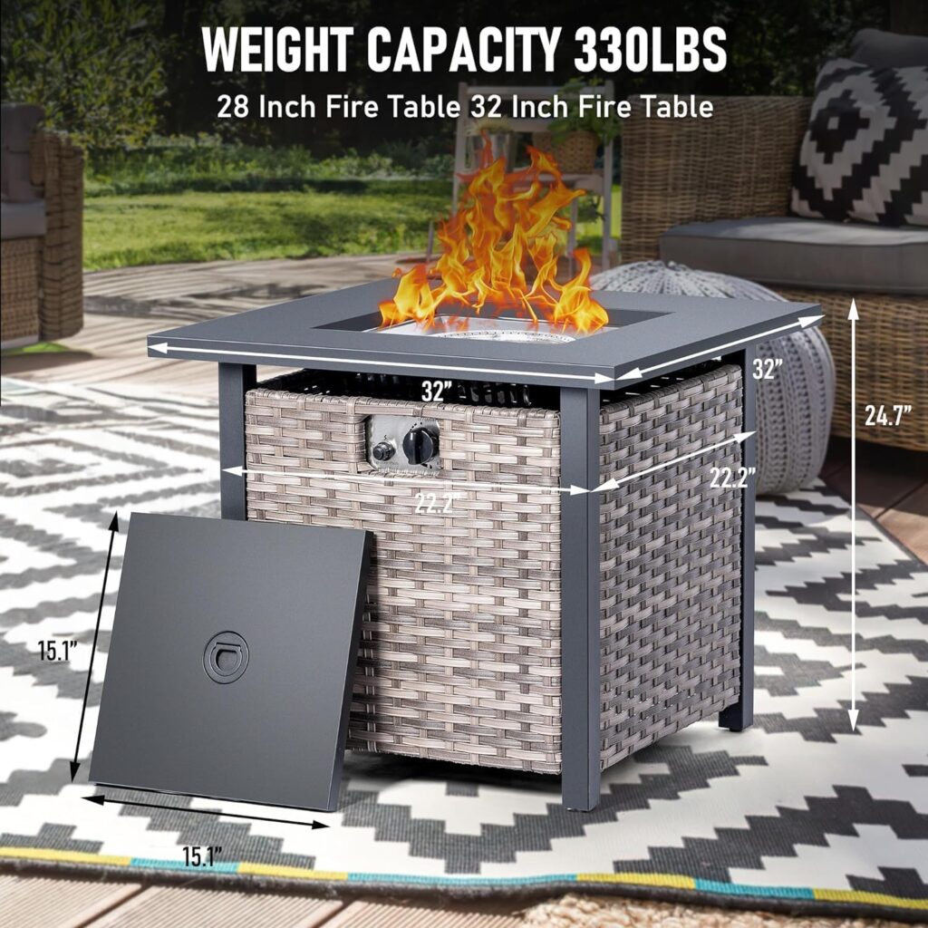 35IN Fire Pit, Wood Burning Firepits for Outside with Poker  Adjustable Grill, Metal Round Outdoor Camping Fire Pit for Patio, Picnic, Party