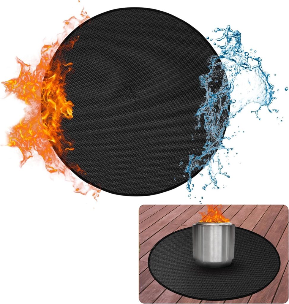 39 Fire Pit Mat for Solo Stove Ranger, 3-Layer Fireproof Mat Round Under Grill Mat, Reusable Waterproof Pad for Grass Deck Patio Outdoor Wood Burning BBQ