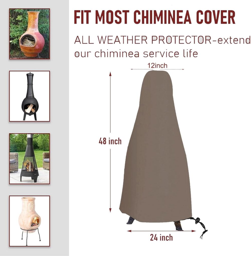 Chiminea Covers Waterproof Durable Cover for Clay Chiminea, Protective Fire Pit Heater Cover,Heavy Duty Weather Resistant Outdoor Patio Chiminea Caps (Black 12X24X40)