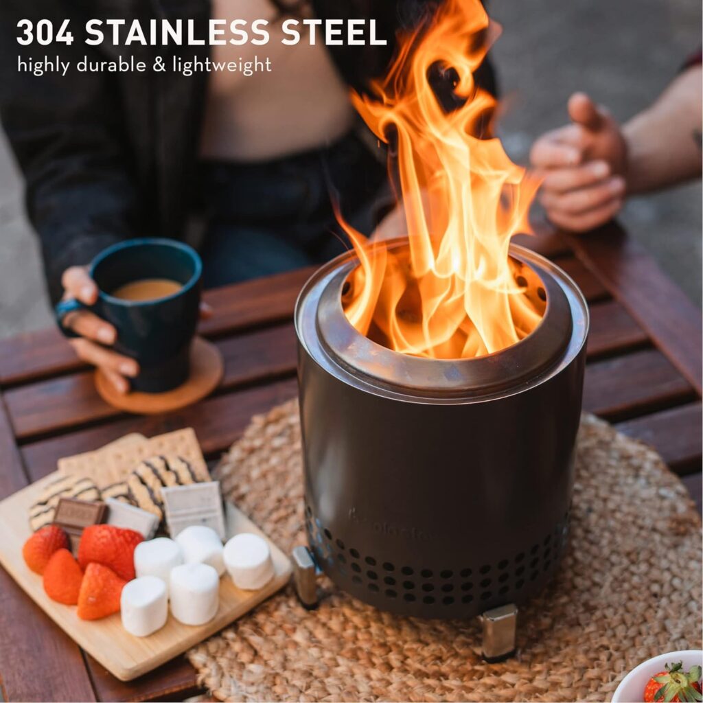 Solo Stove Mesa XL Tabletop Fire Pit with Stand | Low Smoke Outdoor Mini Fire for Urban  Suburbs | Fueled by Pellets or Wood, Stainless Steel, with Travel Bag,H: 8.6 x D: 7, 2.3 lbs, Mulberry