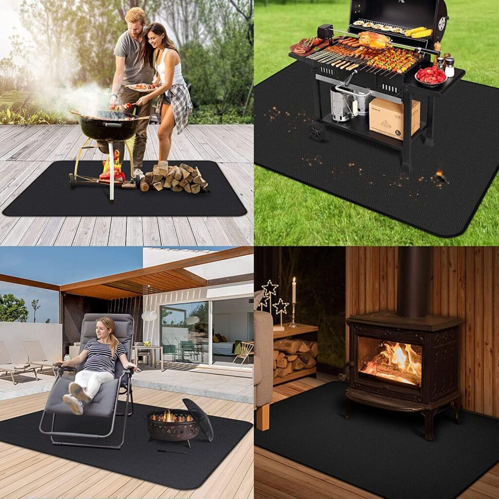 UBeesize Large 65 x 48 inches Under Grill Mat for Outdoor Grill,Double-Sided Fireproof Grill Pad,Indoor Fireplace/Fire Pit Mat,Oil-Proof Waterproof BBQ Protector for Decks and Patios