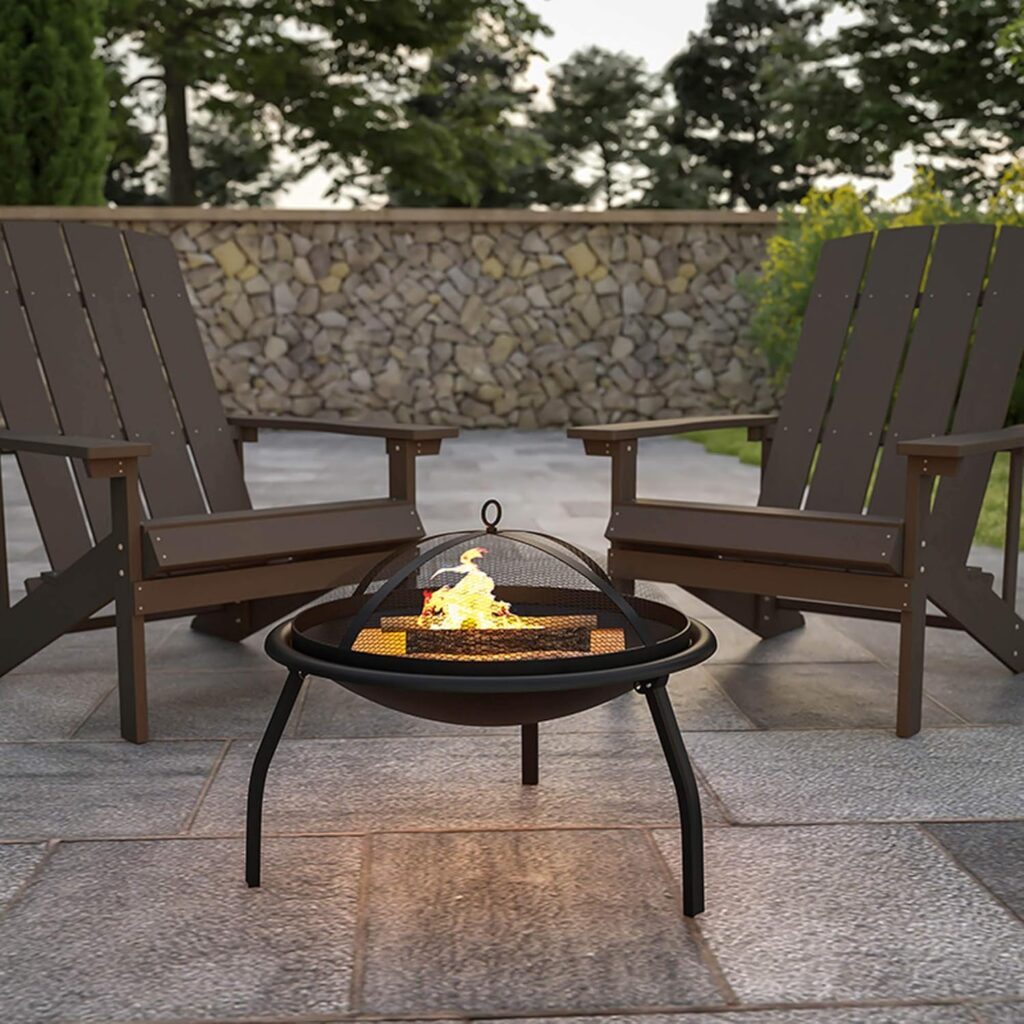 Flash Furniture Chelton 22.5 Foldable Wood Burning Firepit with Mesh Spark Screen and Poker