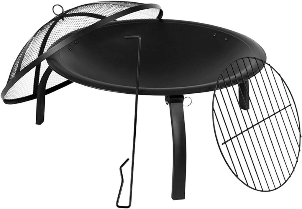 Flash Furniture Chelton 22.5 Foldable Wood Burning Firepit with Mesh Spark Screen and Poker