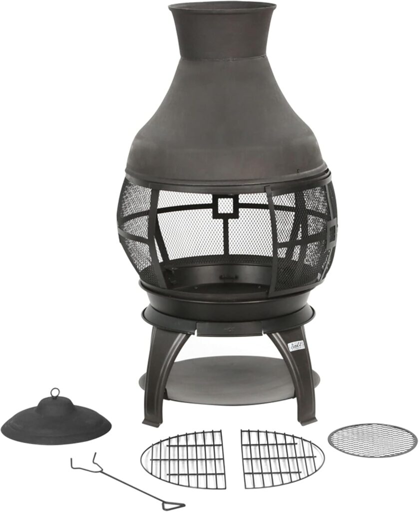 BALI OUTDOORS Fire Pit Round FirePits Outdoor Wood Burning Chimenea Outdoor Fireplace