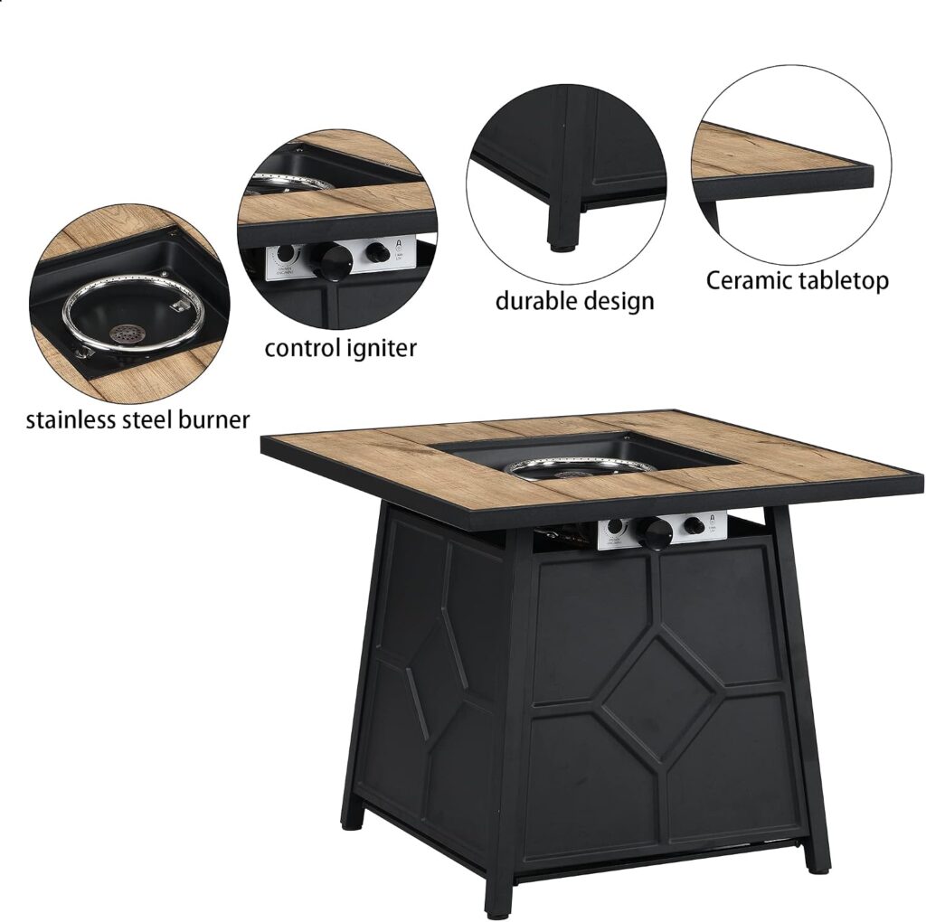 CASAINC Outdoor Fire Table Gas Fire Pit Inch Auto-Ignition Propane Fire Pit Table, 40,000 BTU Firepit with CeramicTile Tabletop, Lid and Lava Rock, Waterproof Cover, CSA Certification-Gray CASAINC Outdoor Fire Table Gas Fire Pit Inch Auto-Ignition Propane Fire Pit Table, 40,000 BTU Firepit with CeramicTile Tabletop, Lid and Lava Rock, Waterproof Cover, CSA Certification-Gray
