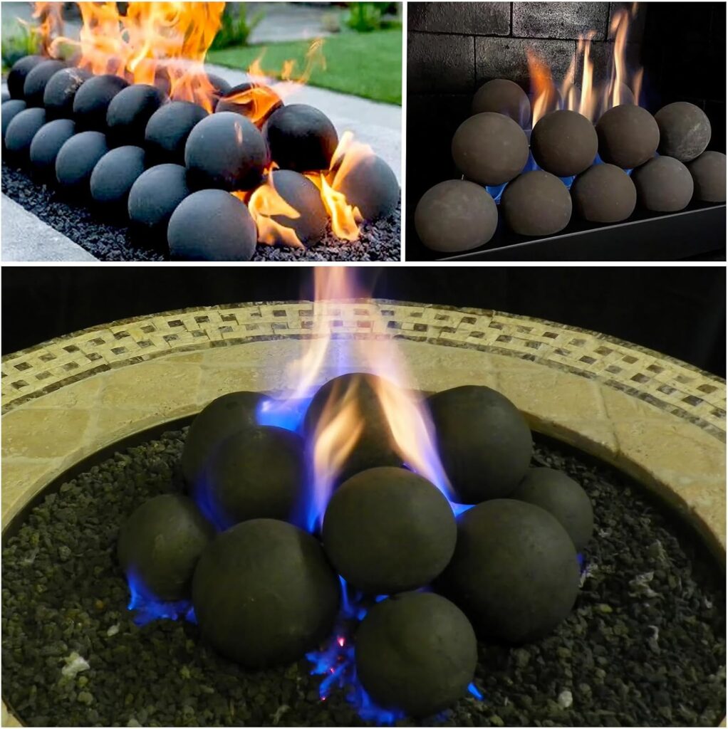 Ceramic Fireballs Fireplace Balls,3 inch Pack Fire Balls for Fire Pits Propane  Gas Fire Pits and Fireplace Accessory,Ceramic Fire Stones for Camping Accessories,Black(3in 15Pack)