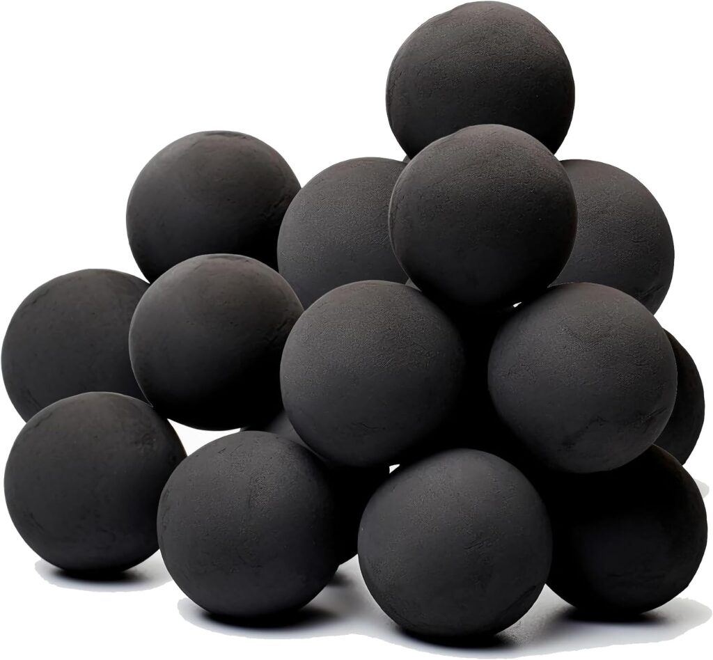 Ceramic Fireballs Fireplace Balls,3 inch Pack Fire Balls for Fire Pits Propane  Gas Fire Pits and Fireplace Accessory,Ceramic Fire Stones for Camping Accessories,Black(3in 15Pack)